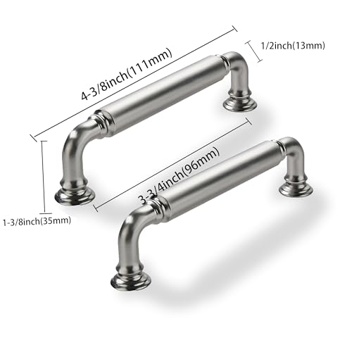 CABDM 10 Pack 334 Inch Hole Center Brushed Satin Nickel Cabinet pulls HeavyDuty Solid Cabinet Handle Hardware Suitable for cabinets Dressers Kitchens and Bathroom cabinets - Image 3