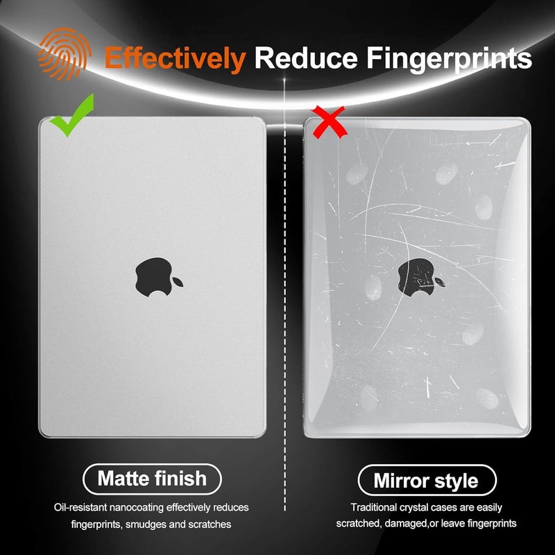 Eoocoo غطاء EooCoo متوافق مع ماك بوك إير 15 بوصة 2025 2024 2023 M4 M3 M2 A3241 A3114 A2941، [رفيع جداً غير مرئي]، غطاء صلب واقي غير لامع شفاف 15.3، [ملمس أصلي] - غير لامع واضح - Image 4