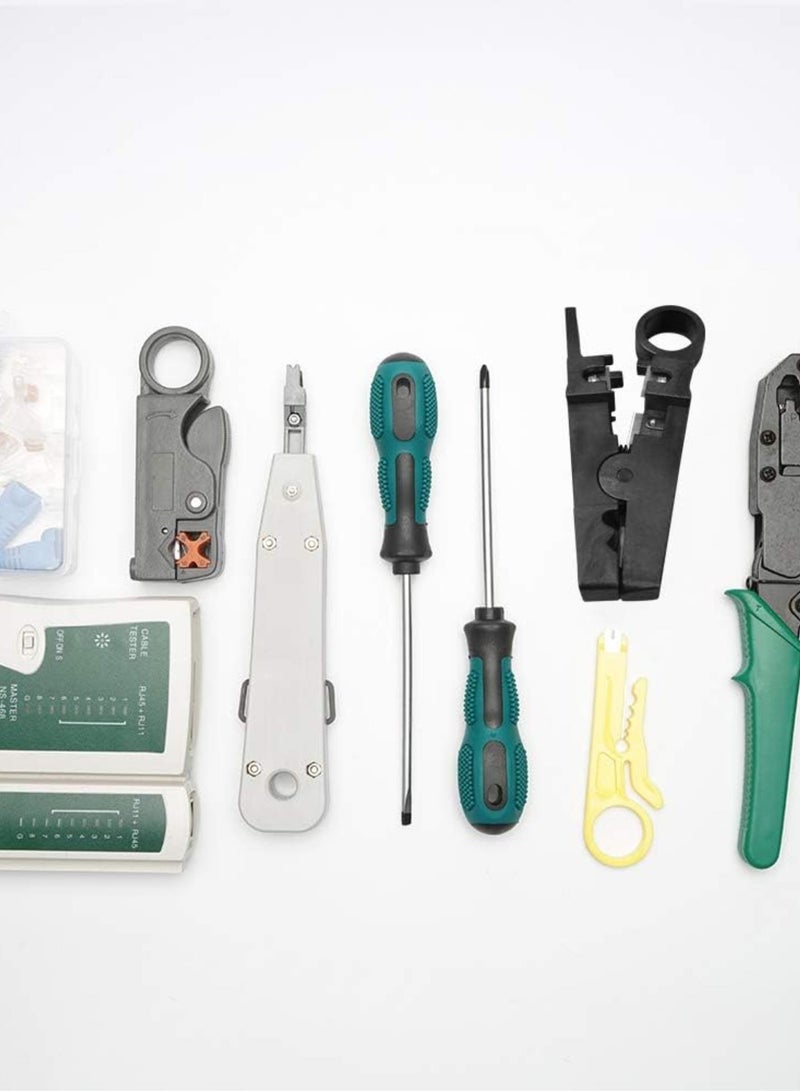 GGOOT Sanfoelek 14pcs Portable Ethernet Network Hardware Bag Tool Network LAN Cable Crimper Pliers Tools Kit Network Repaing Tool Set Dual-use Network Cables Tester  - Image 4
