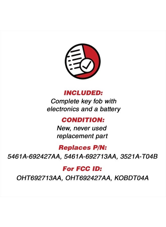 KeylessOption Keyless Entry Remote Control Car Key Fob Replacement for OHT692427AA KOBDT04A Red - Image 3