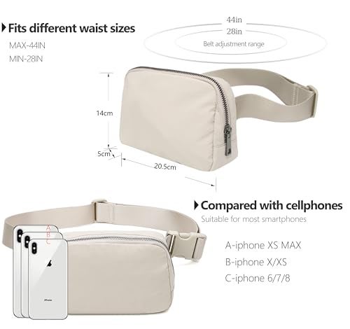 MEISEE Fanny Belt Bag Waist Pack Crossbody Bags Bum Bag for Running Hiking Travel Workout Adjustable Strap for Women -beige - Image 4