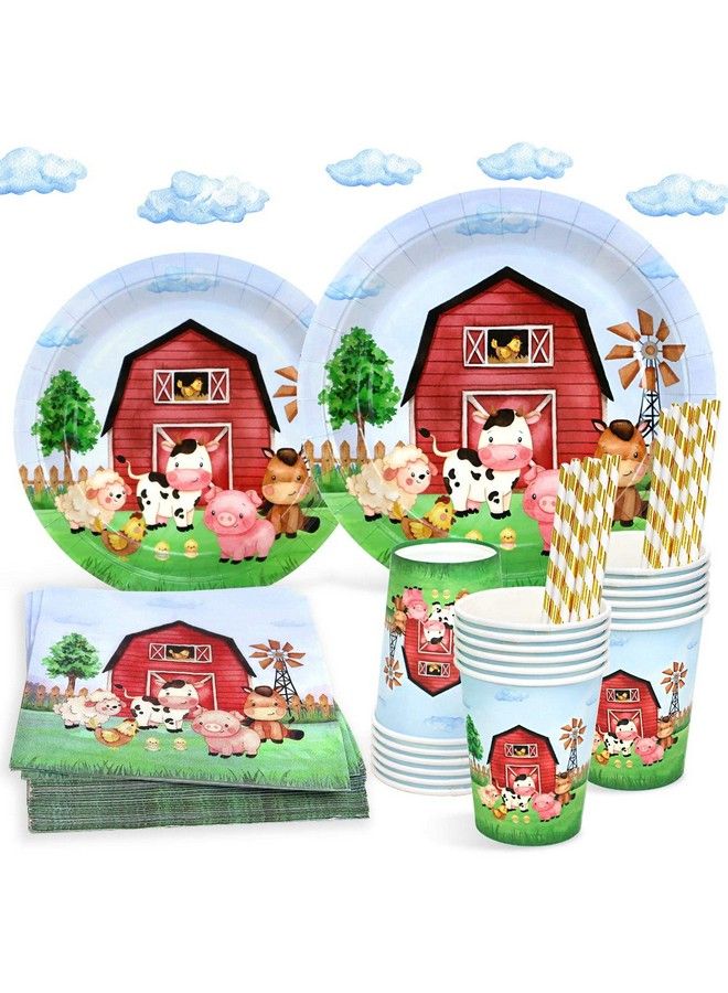 Heboland Watercolor Farm Birthday Party Supplies Plates Set For 25 Guests 125 Pieces Paper Plates Napkins Cups Tableware For Barnyard Farm Animals Themed Party Decorations - Image 2