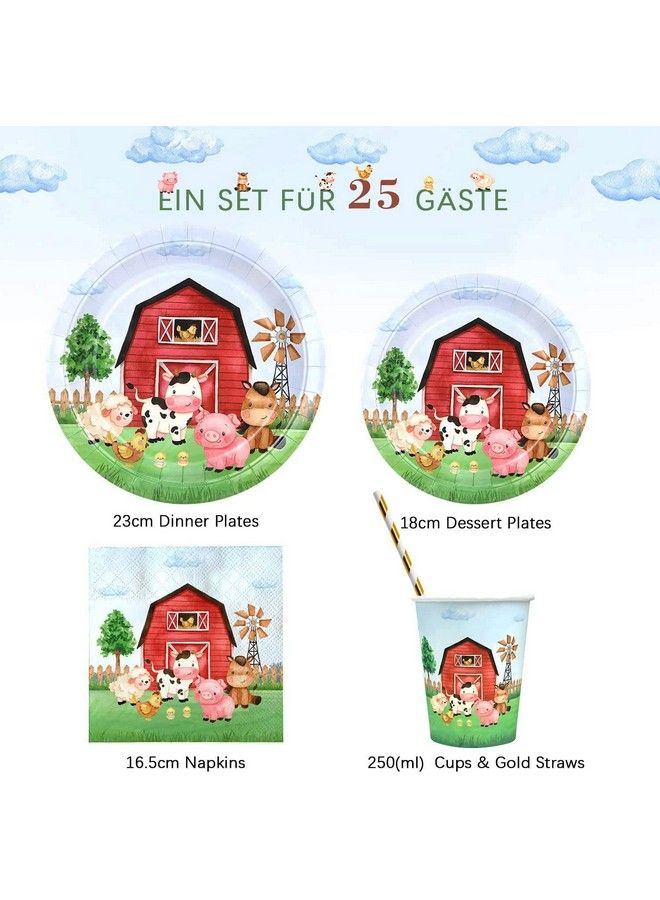 Heboland Watercolor Farm Birthday Party Supplies Plates Set For 25 Guests 125 Pieces Paper Plates Napkins Cups Tableware For Barnyard Farm Animals Themed Party Decorations - Image 3