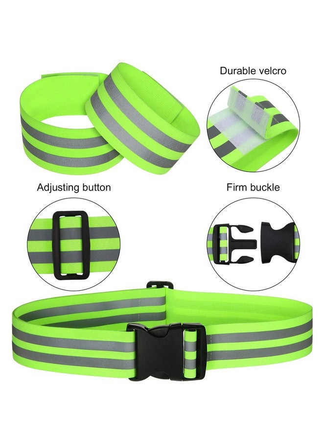 Hotop 6 Pieces Reflective Band Strap Safety Reflective Glow Belt Pt Belt High Visibility Reflective Waist Belt For Arm, Wrist, Ankle, Leg Running Cycling Walking Marathon (Green)  - Image 4