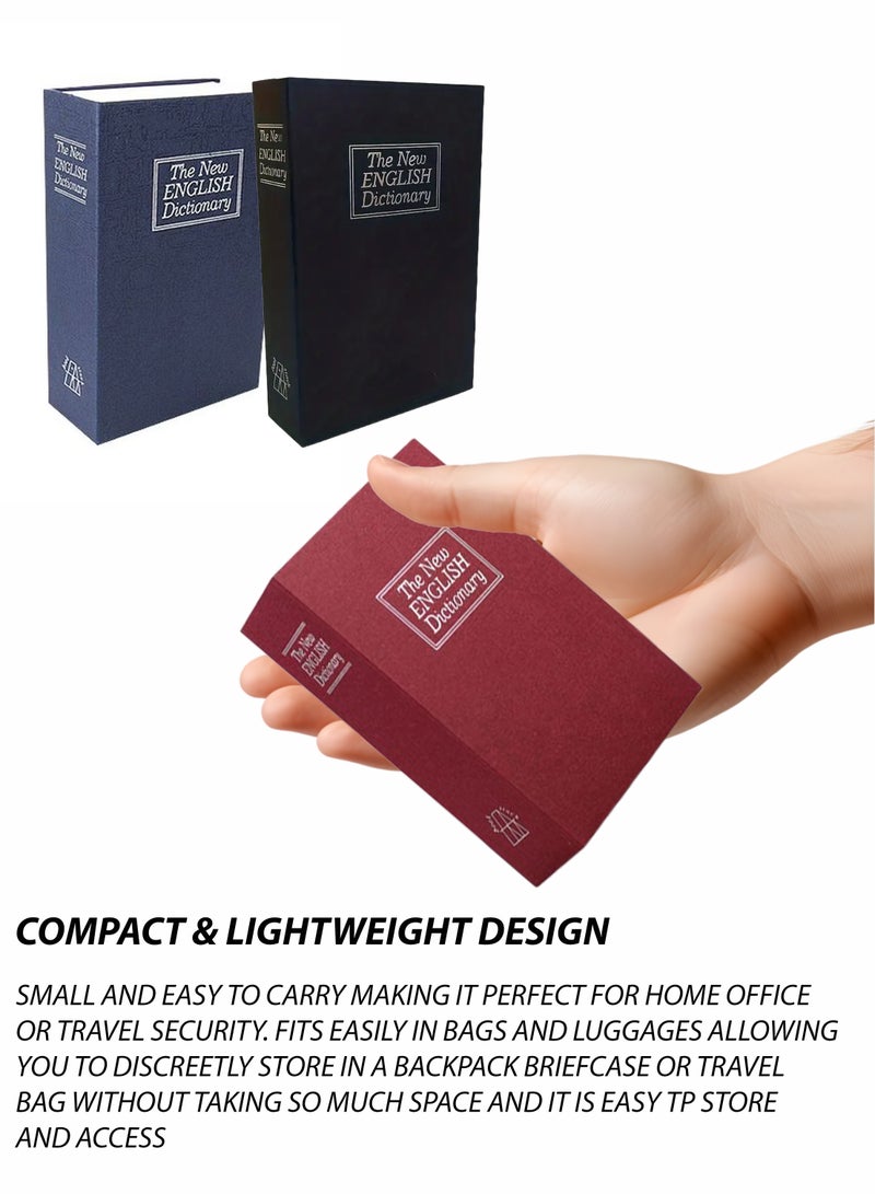 Toshionics خزنة كتاب قاموس أمان المنزل من الصلب مع قفل مفتاح خزنة تحويل مخفية للنقود والمجوهرات الصغيرة والمقتنيات الثمينة خزنة محمولة صغيرة بتصميم كتاب واقعي هيكل صلب متين صندوق سري للنقود للمنزل والمكتب والسفر - Image 3