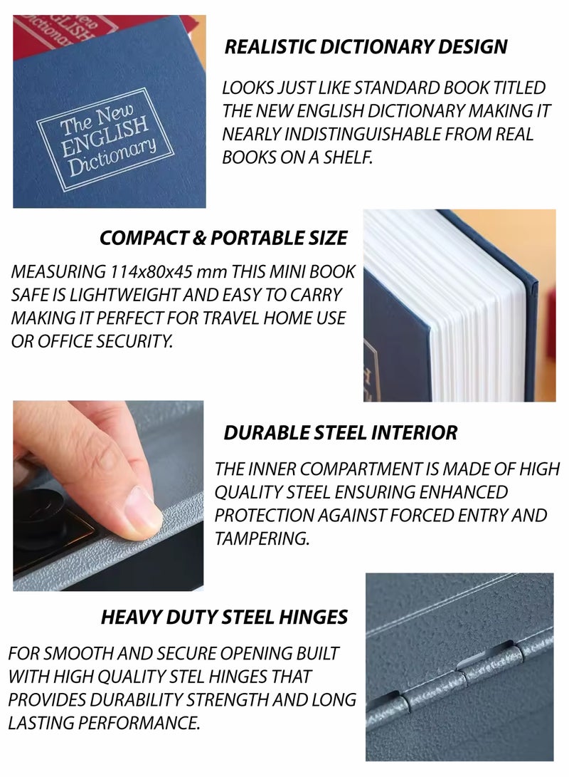 Toshionics خزنة كتاب قاموس أمان المنزل من الصلب مع قفل مفتاح خزنة تحويل مخفية للنقود والمجوهرات الصغيرة والمقتنيات الثمينة خزنة محمولة صغيرة بتصميم كتاب واقعي هيكل صلب متين صندوق سري للنقود للمنزل والمكتب والسفر - Image 2