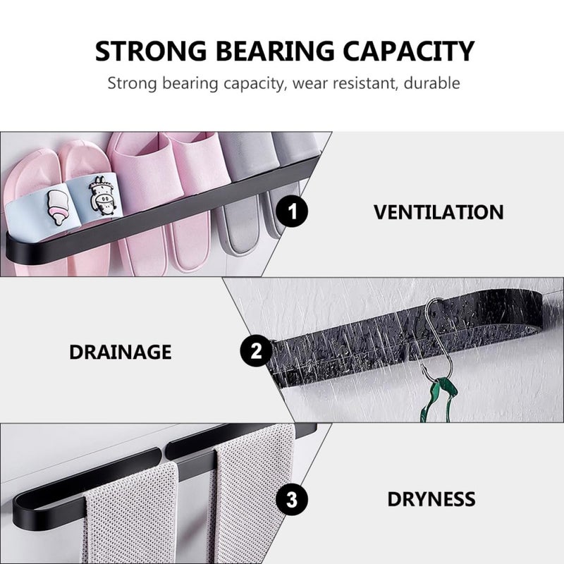Black Wall Mounted 50cm Aluminium Alloy Towel Rack Holder For Bathroom Kitchen - Image 4