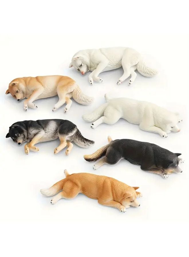 Yellow Sleeping Shiba Inu Dog Figurine Realistic PVC Desktop Decor Home Office Gift - Image 2