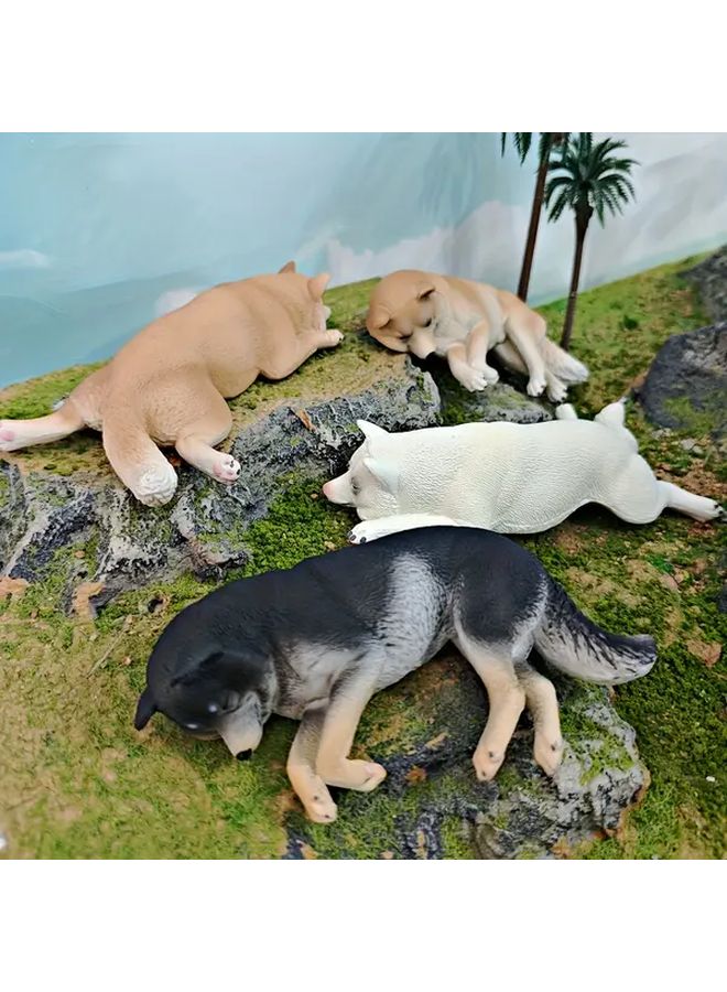 Yellow Sleeping Shiba Inu Dog Figurine Realistic PVC Desktop Decor Home Office Gift - Image 5