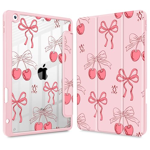 May Chen for iPad (A16) 11th Generation Case 11 Inch 2025, iPad 10th Gen Case 2022 10.9 inch, Built-in Pencil Holder with Shockproof Cover Clear Back Shell Auto Wake/Sleep, Coquette Cherry Bow - Image 1