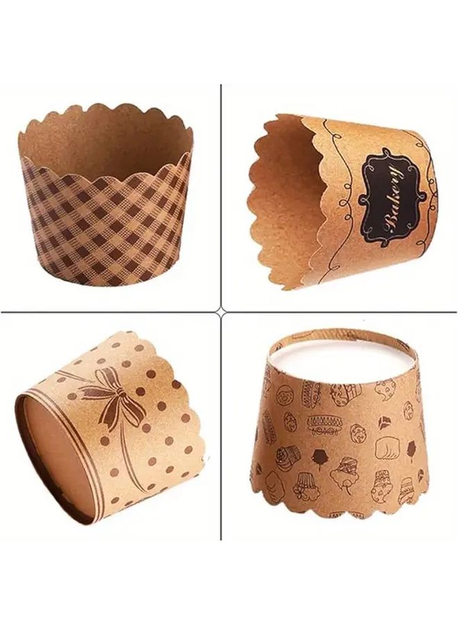 50pcs Polka Bowknot Greaseproof Kraft Paper Baking Cups Muffin Cupcake Liners - Image 2