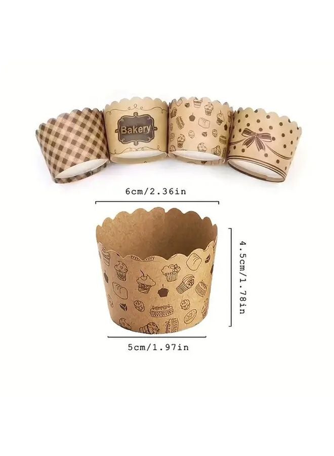50pcs Polka Bowknot Greaseproof Kraft Paper Baking Cups Muffin Cupcake Liners - Image 4
