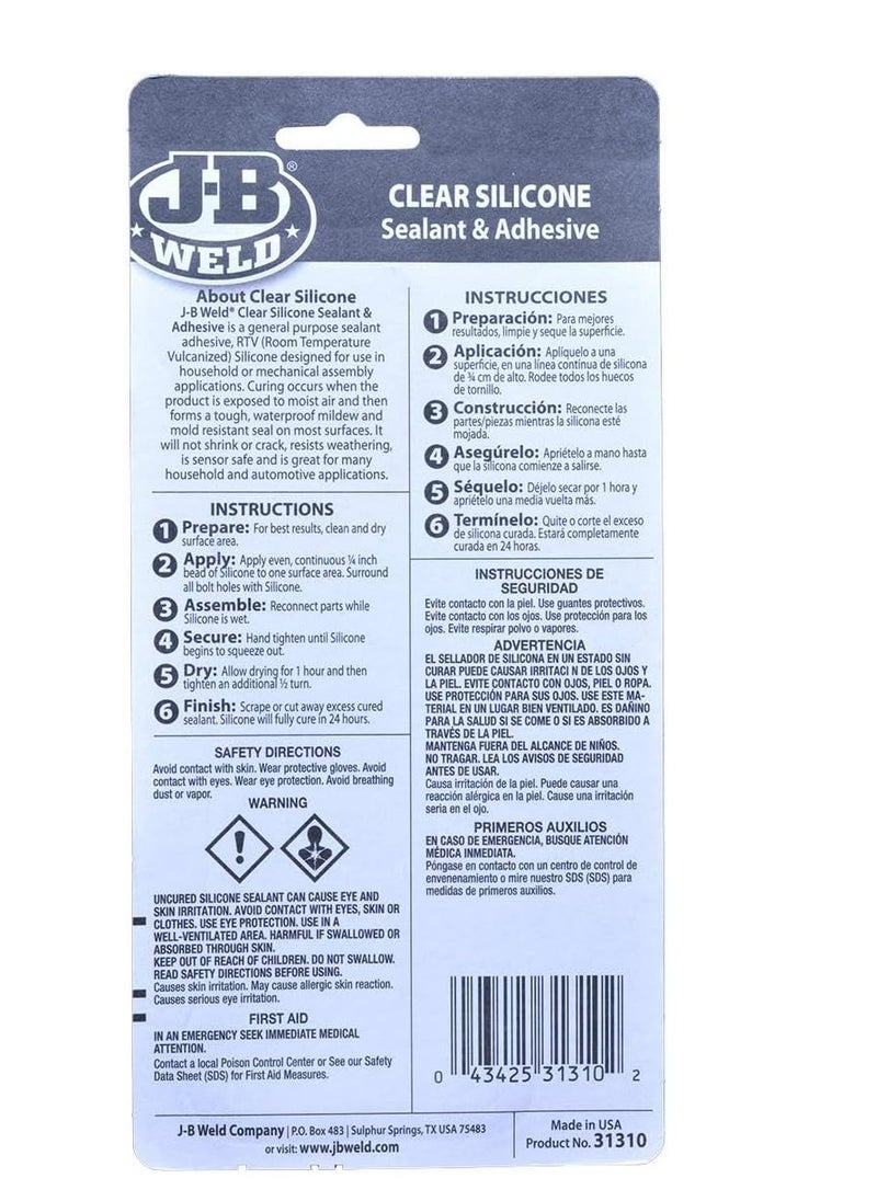J-B WELD J-B Weld 31310 all purpose RTV silicone sealant and adhesive 3 oz. clear  - Image 5
