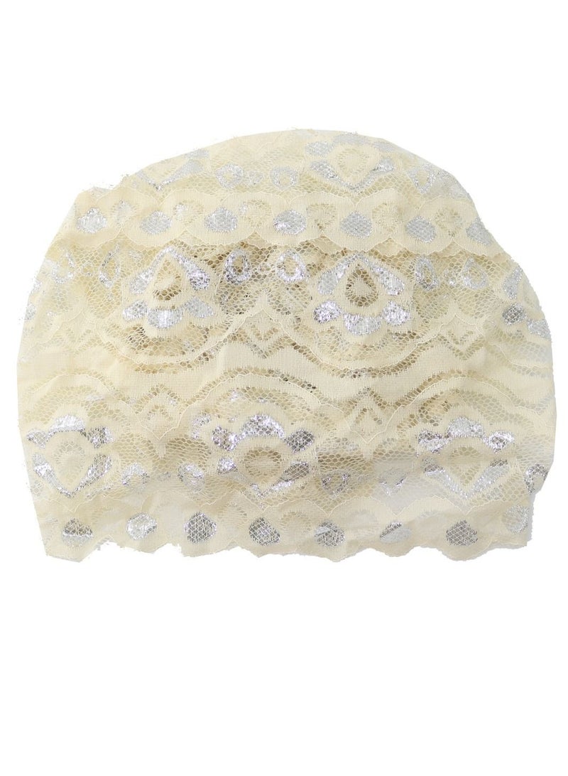 Loquat Women's Shiny Lace Hijab Inner Cap Beige  - Image 2