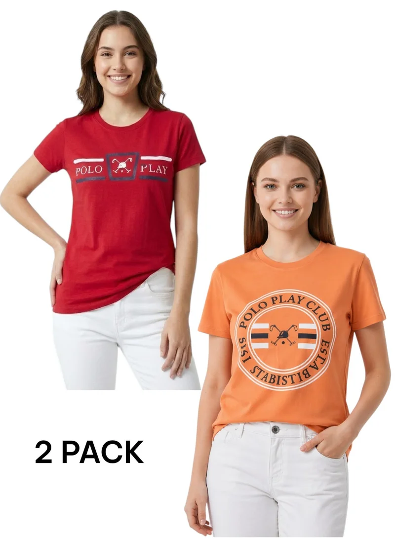 بولو بلاي  Multipack Graphic Print T-Shirt for WOMEN