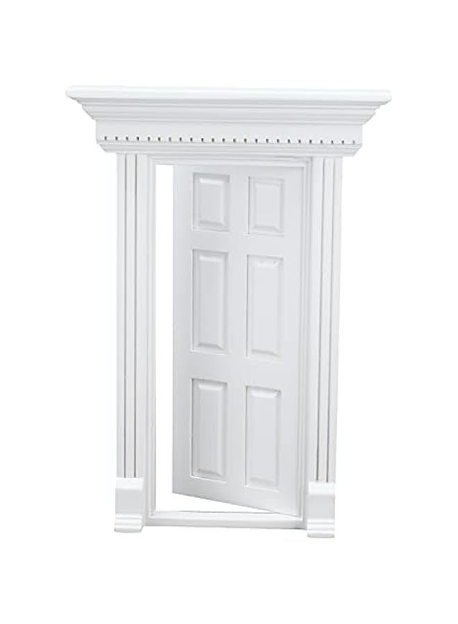 Dollhouse Door, 1:12 Doll House Mini Wooden Doors Flat Top Door Can be Opened Doll House Parts(White) - Image 2