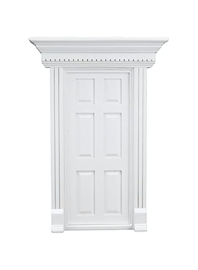 Dollhouse Door, 1:12 Doll House Mini Wooden Doors Flat Top Door Can be Opened Doll House Parts(White) - Image 1