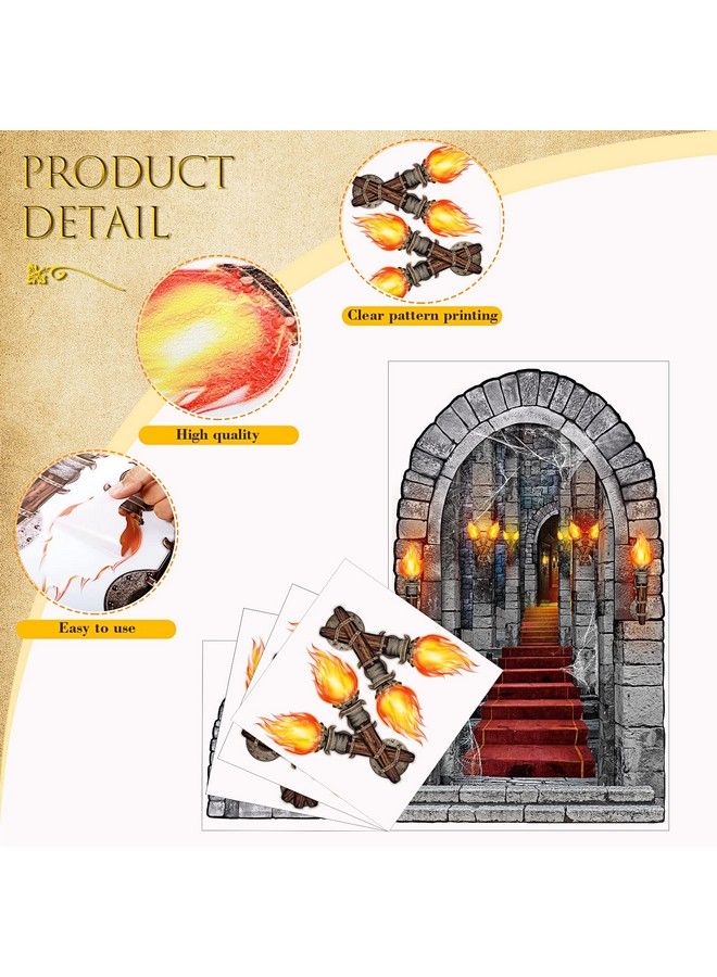 Tallew 12 Pieces Medieval Party Decorations Medieval Scene Setter Set Castle Decorations Including Window Torch Plastic Brick Tablecloth Knight Themed Castle Decorations For Party Table Wall Decor (Classic) - Image 5
