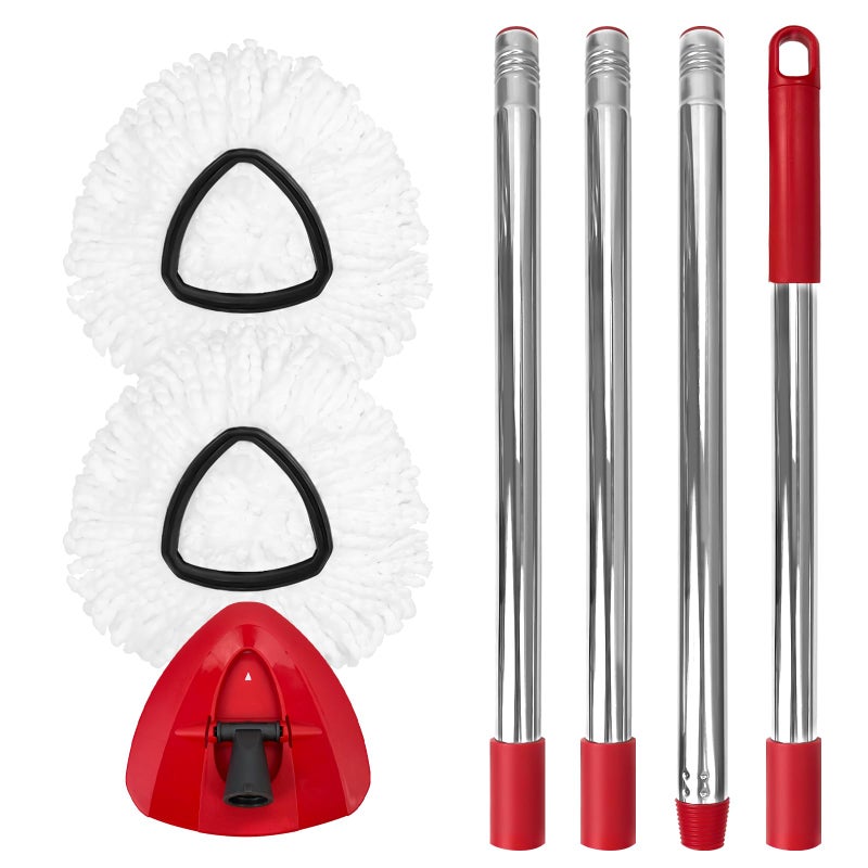 Nuorest Spin Mop Replacement Set for O-Ceda EasyWring 1-Tank System, Includes 2 Mop Head Replacement, 1 Mop Handle (30-58in Adjustable 4-Section Pole), 1 Spin Base - Image 1