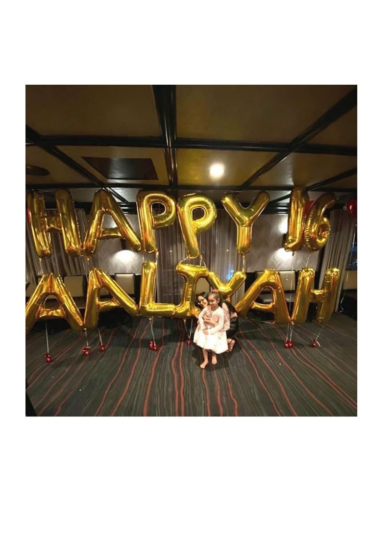 Party with Emma Gold Letter A to Z Balloons 32 inch Large Alphabet Balloons Gold Helium Foil Letter Balloon Banner for Birthday Party Anniversary Wedding Decoration (Gold-G)  - Image 3