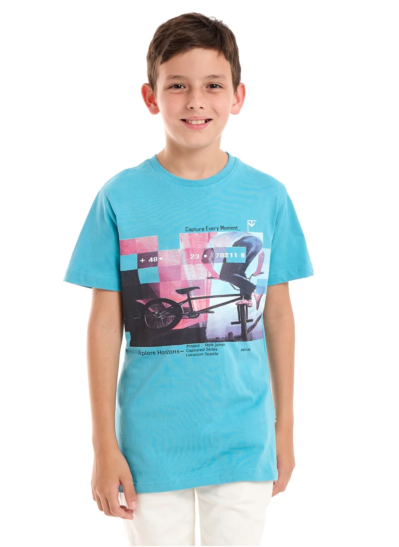 فكتور اند جين Victor and Jane  Boys' T-Shirt Printed - Blue