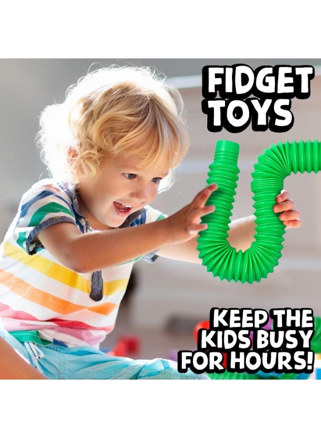 BunMo XL Pop Tubes Sensory Toys 4pk, Fine Motor Skills Toddler Toys, Fidget Toys for Sensory Kids and Learning Toys - Image 2