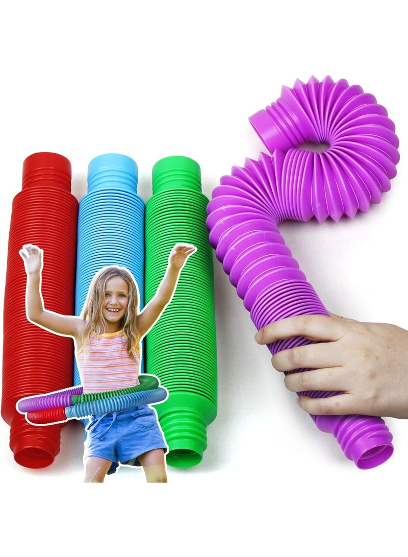 BunMo XL Pop Tubes Sensory Toys 4pk, Fine Motor Skills Toddler Toys, Fidget Toys for Sensory Kids and Learning Toys - Image 1