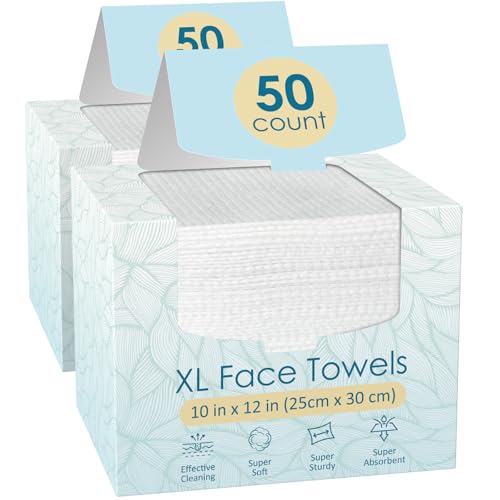 Fygrip 100 Count 2 Box XL Disposable Face Towels 10 x 12 100 Viscose Fibre Soft  Skin Friendly Face Towelettes Disposable Facial Tissue Wipes for Women Cleansing
