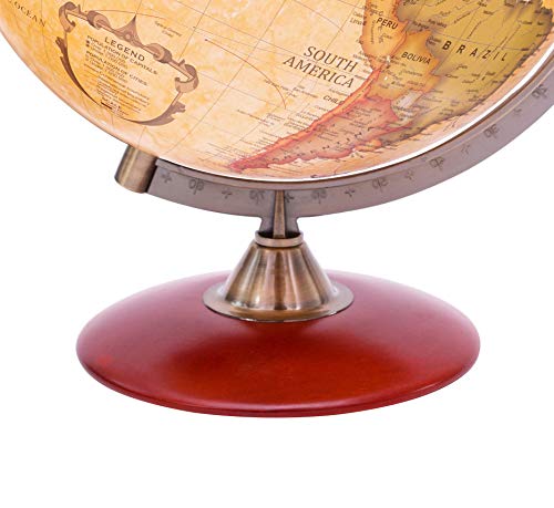 Exerz 12" Antique Globe With a Wood Base - Rotating World Globe - Modern Map in Vintage Color 12" Diametre - Image 3