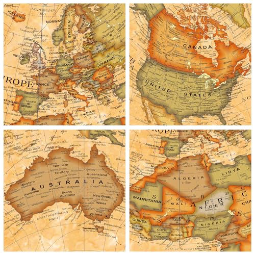 Exerz 12" Antique Globe With a Wood Base - Rotating World Globe - Modern Map in Vintage Color 12" Diametre - Image 5