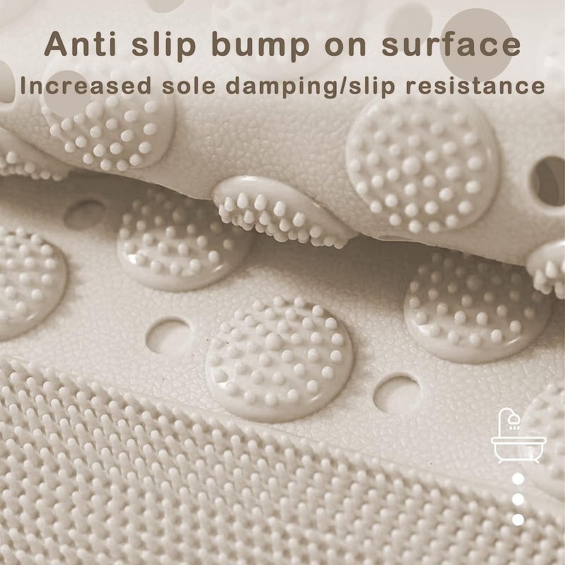 JUGTE Anti Skid Bath mat with Foot Scrubber for Bath Room Shower mat with Suction Cups & Drain Holes Silicone Floor mat for Kids & Adults (70x35 Cm) (Beige) - Image 5