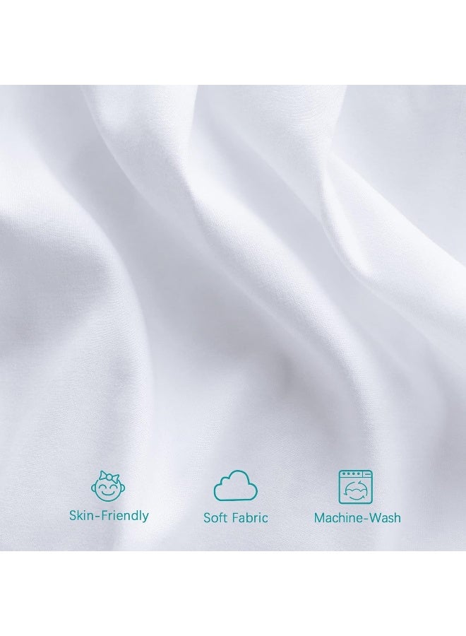 Biloban Biloban White Crib Skirt Pleated with Lovely Pompoms, Bedding Dust Ruffle for Baby Girls and Baby Boys, 14" Drop, Fit All Standard Crib Bed, White, Microfiber.  - Image 5