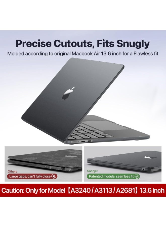 VKL Compatible for MacBook Air 13.6 inch Case M4 M3 M2 2025 2024-2022 Release Model A3420 A3113 A2681, Sturdy Protective Plastic Hard Shell Case Cover for MacBook Air M2 13 inch - Black - Image 4