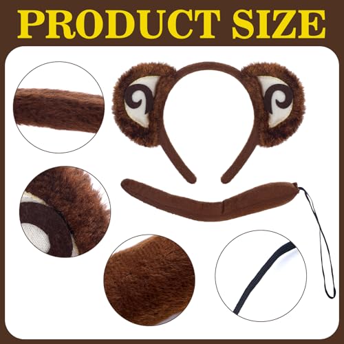 Croloose 4 Pcs Halloween Couple Costume Set - Adult Monkey Costume with Yellow Hat, Black Polka Dots Tie - Image 4