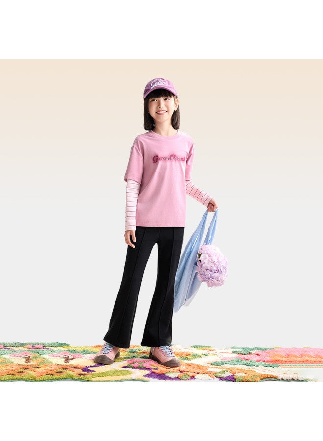 Annil Girls' Pants 2025 Autumn New Arrival Casual Sporty Black Stretch Joggers With Flared Legs - Image 5