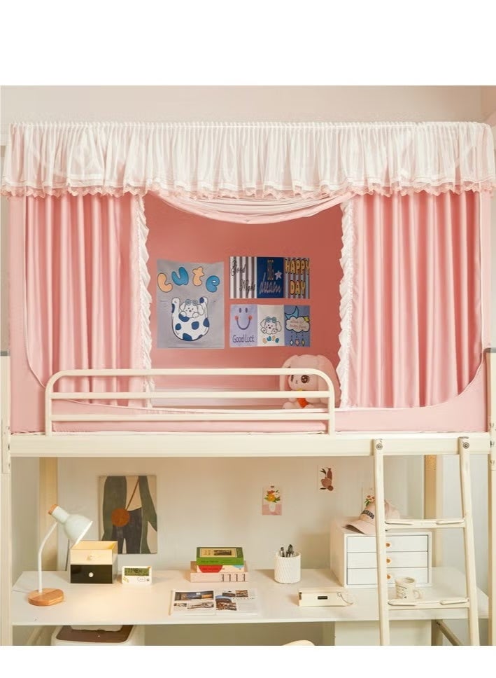 WALALLA Bed Canopy Tents Curtain Blackout Single Bed Tent Student Shading Cloth Canopy Dormitory Mosquito Net Sleep Privacy Protection with Frame for Children Bedroom,Pink - Image 1