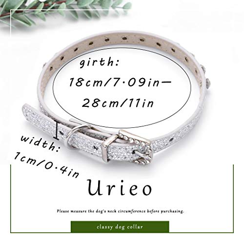 Urieo Sparkle Rhinestone Cat Collars Silver Leather Kitten Collar Bling Classy Pet Collars for Puppy Rabbits and Small Dogs (Pack of 2) - Image 5