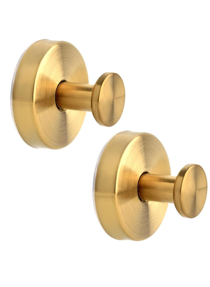 Excefore Suction Cup Hooks for Shower, Towel Hooks for Bathroom, Kitchen, Glass Door, Mirror, Tile, – Loofah, Towel, Bath Robe Hooks for Hanging up to 15 lbs, Brushed Gold (2 Pack) - Image 1