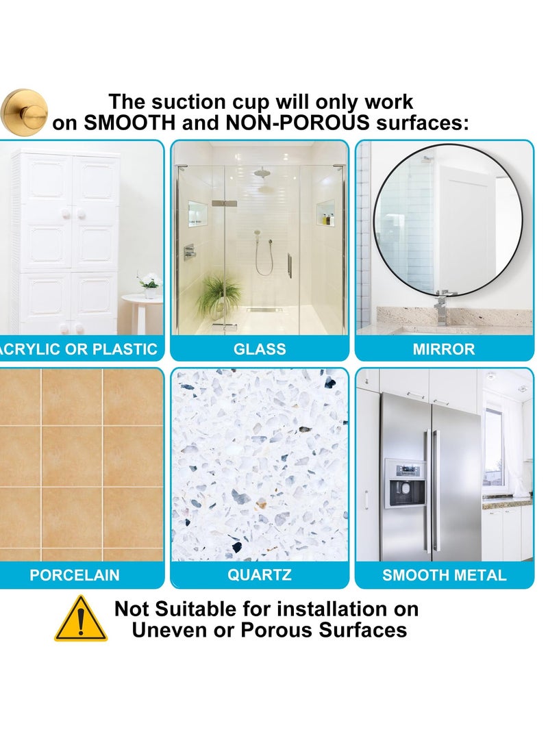 Excefore Suction Cup Hooks for Shower, Towel Hooks for Bathroom, Kitchen, Glass Door, Mirror, Tile, – Loofah, Towel, Bath Robe Hooks for Hanging up to 15 lbs, Brushed Gold (2 Pack) - Image 5