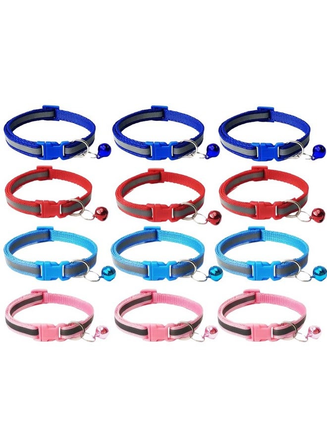 بت طوق قابل للتعديل للحيوانات الأليفة من النايلون للكلاب متعدد الألوان بلون واحد ومشبك شديد التحمل لحزمة صغيرة مكونة من 12 قطعة - Image 1