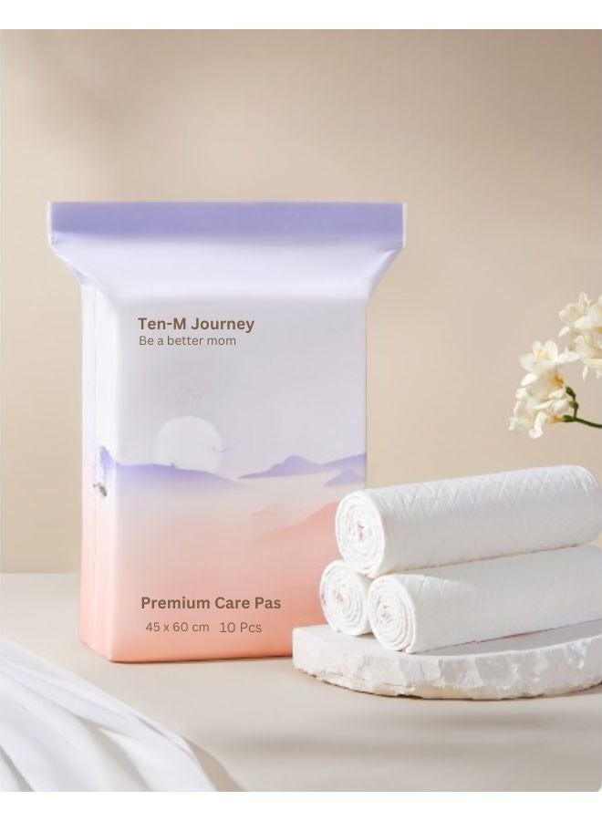 TEN-M JOURNEY Extra Large Disposable Underpads Changing Pads Super Soft Absorbent Protection for Kids 7 Layers of Ultra Absorbency Ideal for Bed Covers Thick Adults - Elderly (10 PCS/1 Pack) 45x60cm