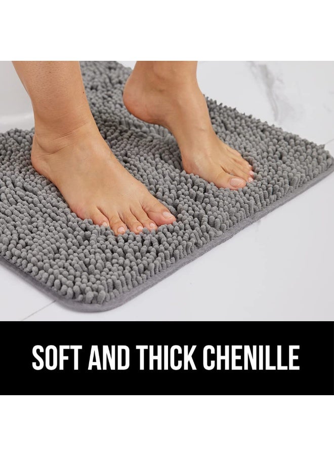 HOMESTAR Plush Soft Absorbent Chenille Bathroom Mat | Quick-Dry Microfiber Non-Slip Bath Rug With Rubber Backing | Machine Washable Shower Floor Mat| Home Decor For Bathroom, Kitchen, Living Room, Bedroom, Bay Window, Grey, 40*60 cm - Image 4