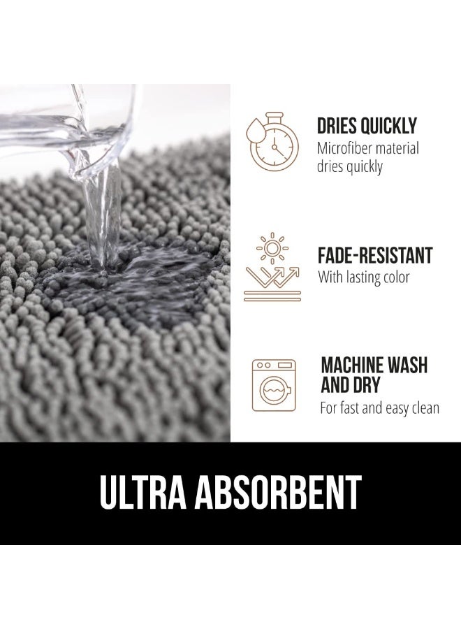 HOMESTAR Plush Soft Absorbent Chenille Bathroom Mat | Quick-Dry Microfiber Non-Slip Bath Rug With Rubber Backing | Machine Washable Shower Floor Mat| Home Decor For Bathroom, Kitchen, Living Room, Bedroom, Bay Window, Grey, 40*60 cm - Image 5