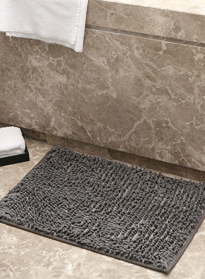 HOMESTAR Plush Soft Absorbent Chenille Bathroom Mat | Quick-Dry Microfiber Non-Slip Bath Rug With Rubber Backing | Machine Washable Shower Floor Mat| Home Decor For Bathroom, Kitchen, Living Room, Bedroom, Bay Window, Grey, 40*60 cm - Image 2
