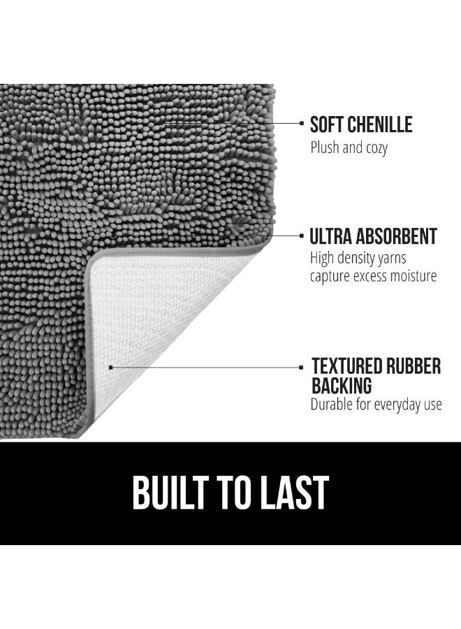 HOMESTAR Plush Soft Absorbent Chenille Bathroom Mat | Quick-Dry Microfiber Non-Slip Bath Rug With Rubber Backing | Machine Washable Shower Floor Mat| Home Decor For Bathroom, Kitchen, Living Room, Bedroom, Bay Window, Grey, 40*60 cm - Image 3