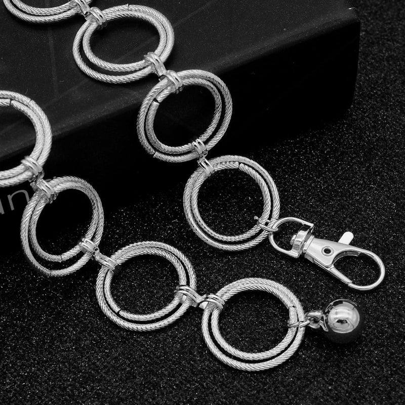 LIMHOO Metal Waist Chain for Women Chunky Belly Link Chain Belt for Dresses (XL447 O-ring Silver S) - Image 5
