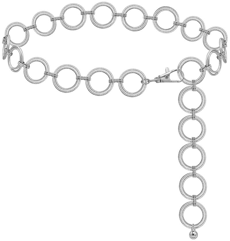 LIMHOO Metal Waist Chain for Women Chunky Belly Link Chain Belt for Dresses (XL447 O-ring Silver S) - Image 1