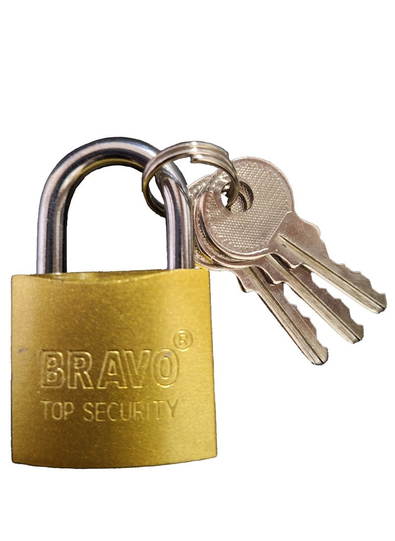Bravo Security Lock for Warehouses and Motorcycles, 32mm, Set of 3 Keys and 1 Lock, Silver 