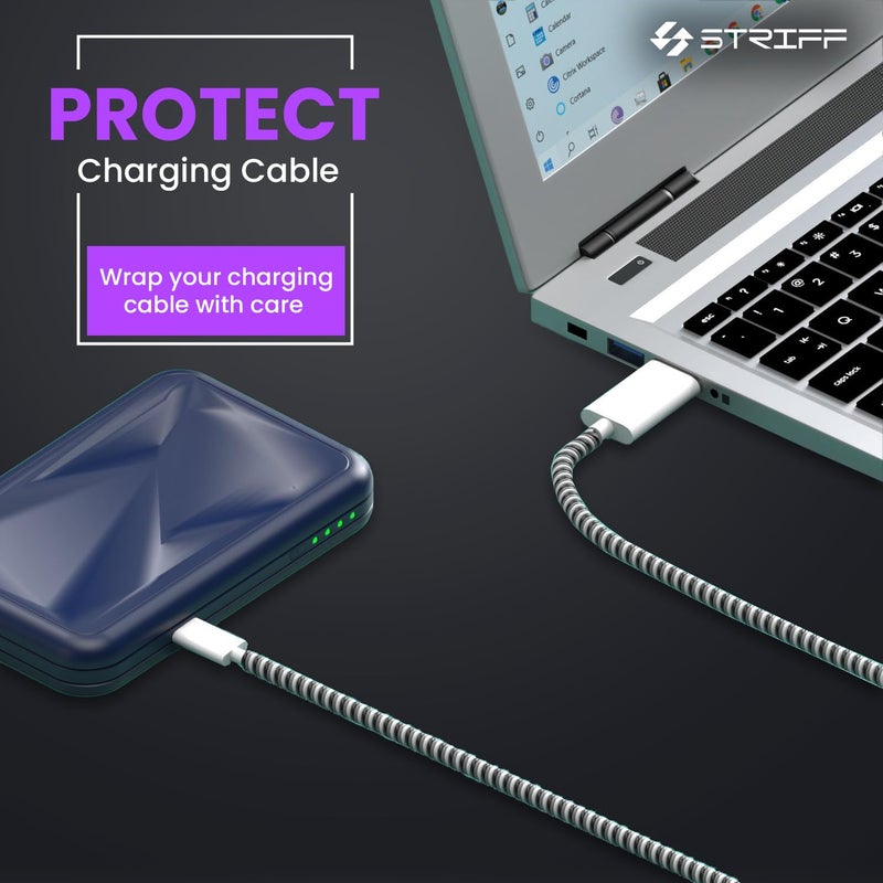 Striff حامي كابل حلزوني، حامي كابل الشاحن، غلاف حماية كابل البيانات، حامي كابل سماعة الأذن للهاتف، حامي كابل الشاحن USB، غلاف كابل (مجموعة من 2) - Image 4