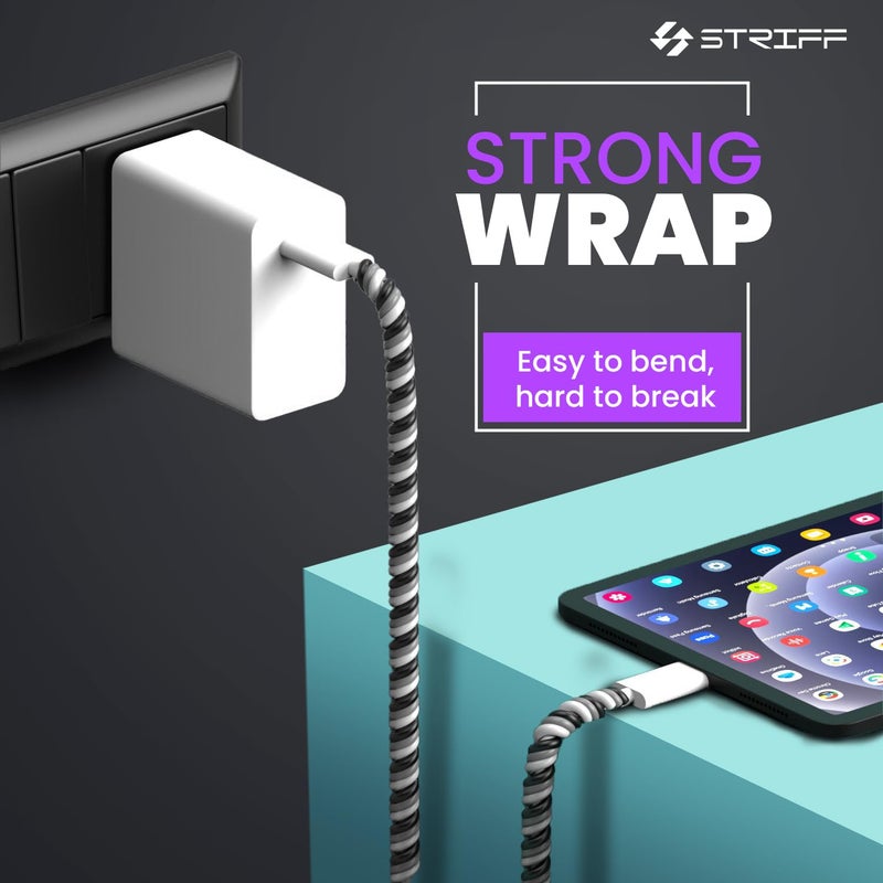 Striff حامي كابل حلزوني، حامي كابل الشاحن، غلاف حماية كابل البيانات، حامي كابل سماعة الأذن للهاتف، حامي كابل الشاحن USB، غلاف كابل (مجموعة من 2) - Image 2
